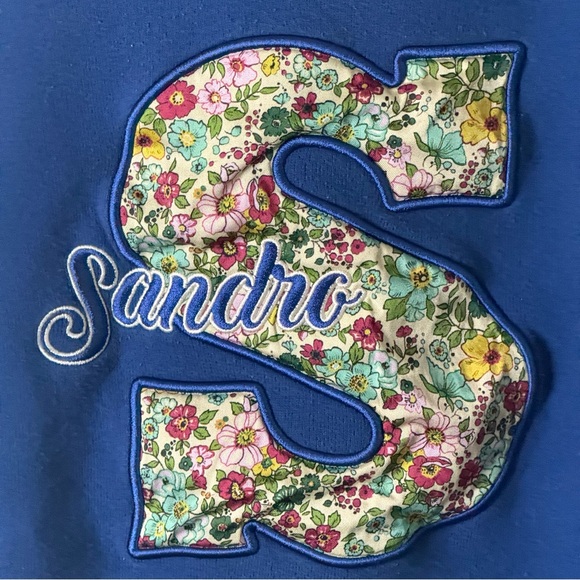 Sandro Classic Embroidered Crewneck Sweatshirt Women’s Size 1 (Small) in Blue - Picture 4 of 10